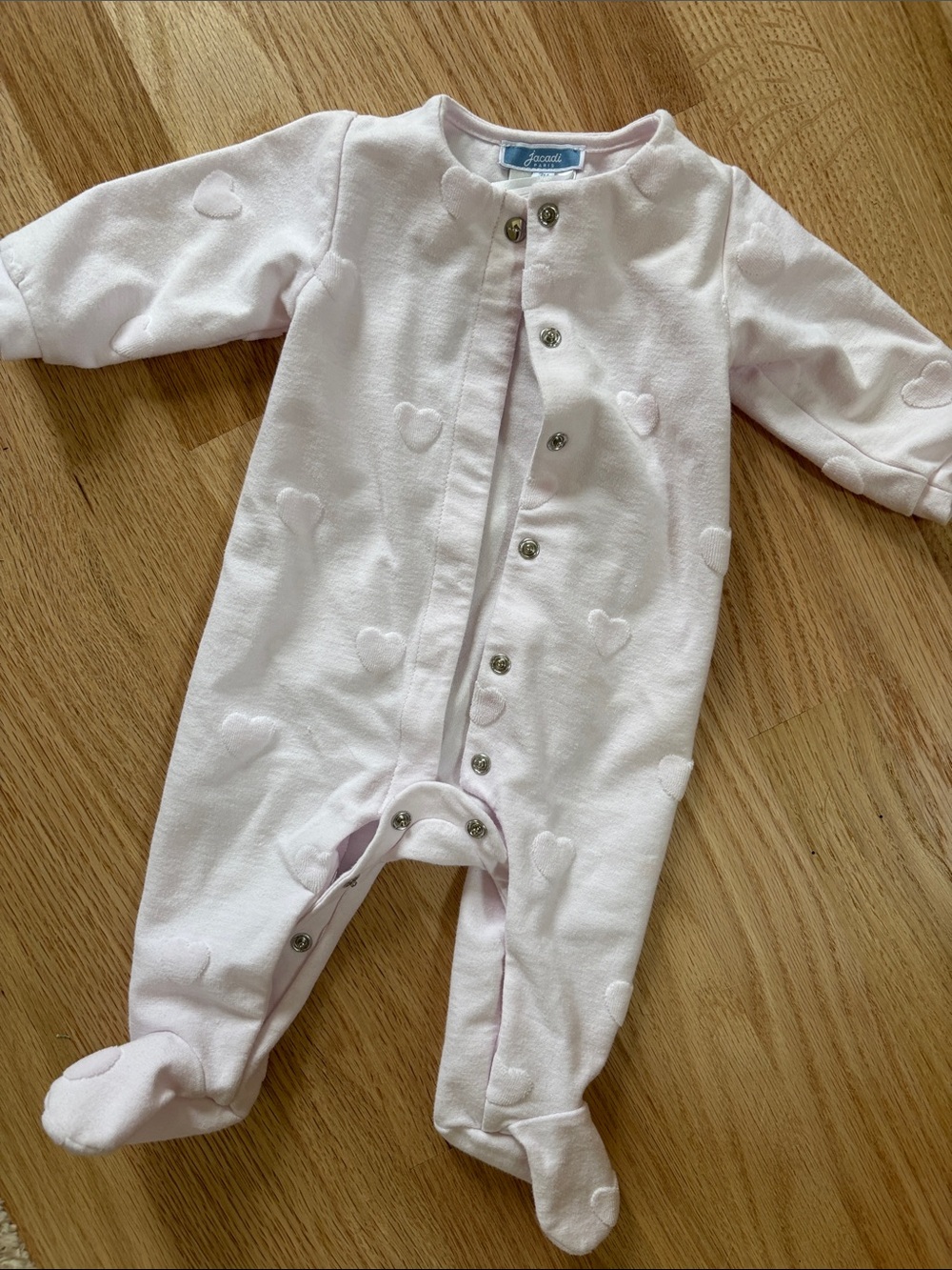 Jacadi Paris Pink Heart Onesie - 3 Month